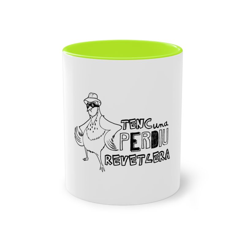 Taza bicolor - Verde claro - Camiseta «Tenc una perdiu revetlera»