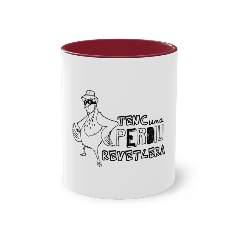Taza bicolor - Granate - Camiseta «Tenc una perdiu revetlera»