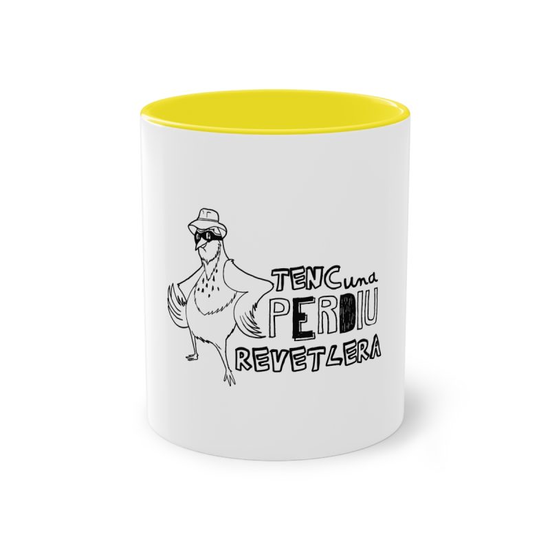 Taza bicolor - Amarillo - Camiseta «Tenc una perdiu revetlera»