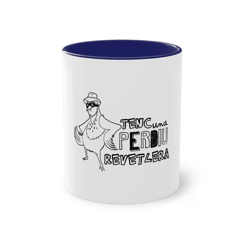 Taza bicolor - Azul oscuro - Camiseta «Tenc una perdiu revetlera»