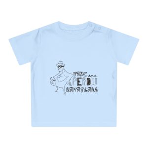 Camiseta de bebe - Azul empolvado - Camiseta «Tenc una perdiu revetlera»