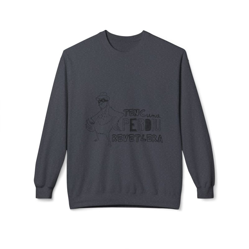 Sudadera Softstyle cuello redondo - Gris jaspeado oscuro - Camiseta «Tenc una perdiu revetlera»