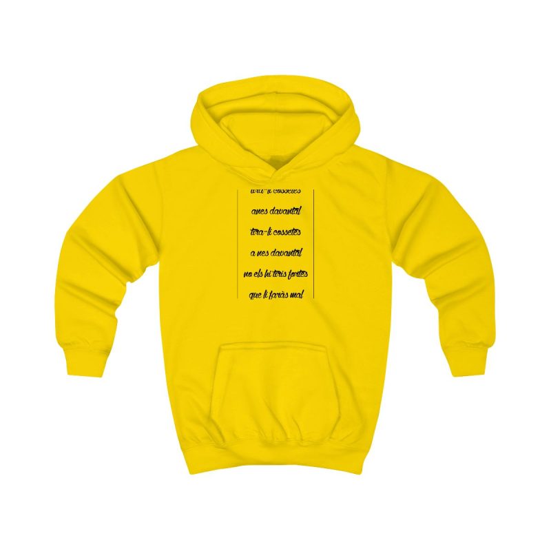 Sudadera con capucha infantil - Amarillo sol - Camiseta «tirali cossetes cançó»