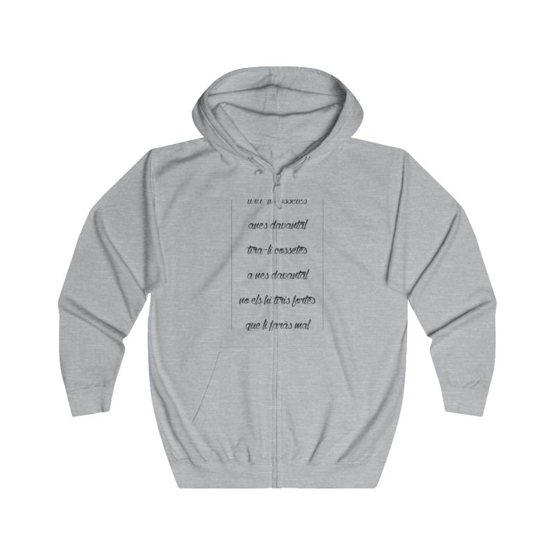 Sudadera con capucha y cremallera - Gris jaspeado claro - Camiseta «tirali cossetes cançó»