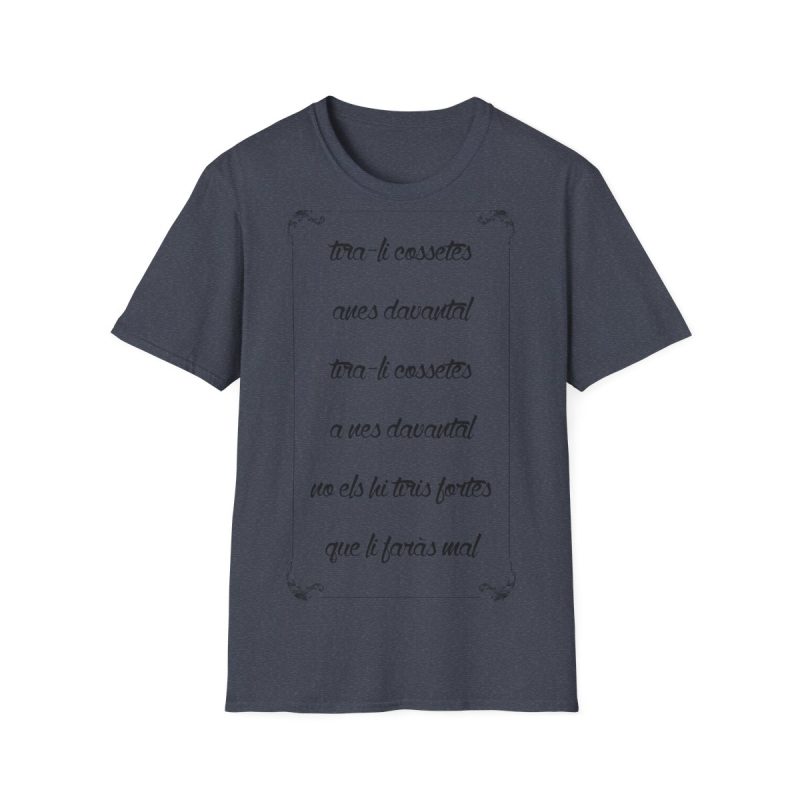 Camiseta Softstyle - Azul marino jaspeado - Camiseta «tirali cossetes cançó»