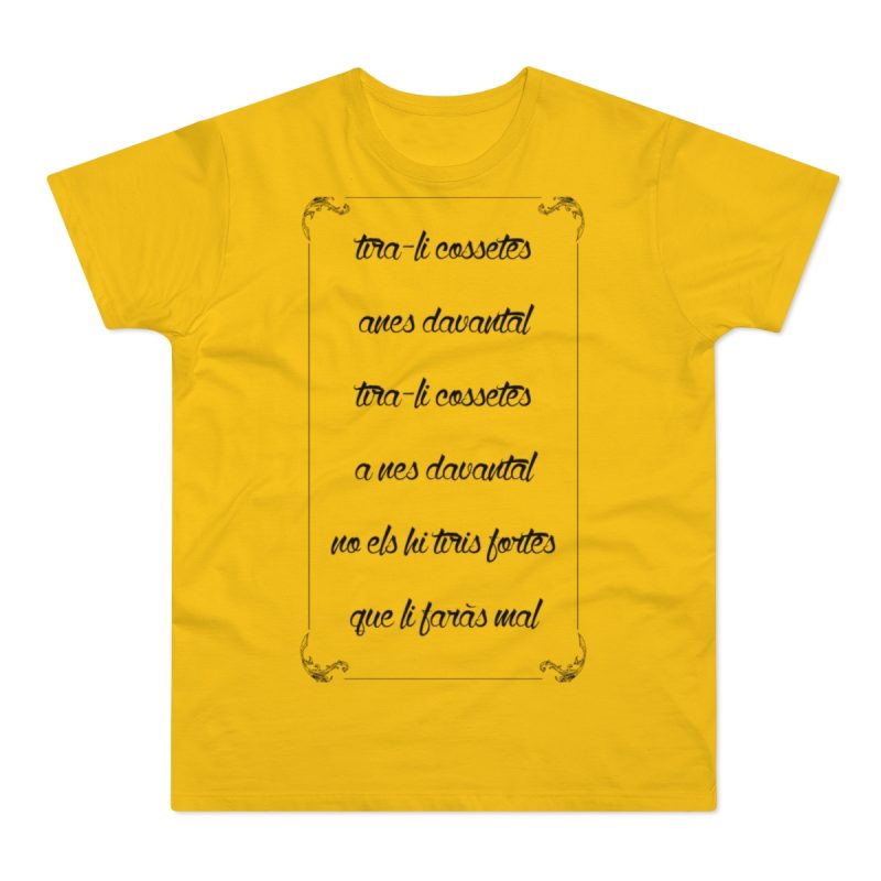 Camiseta hombre punto liso - Amarillo dorado - Camiseta «tirali cossetes cançó»