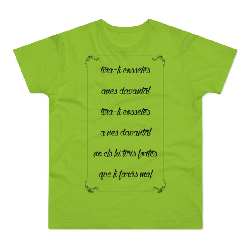 Camiseta hombre punto liso - Verde orquidea - Camiseta «tirali cossetes cançó»