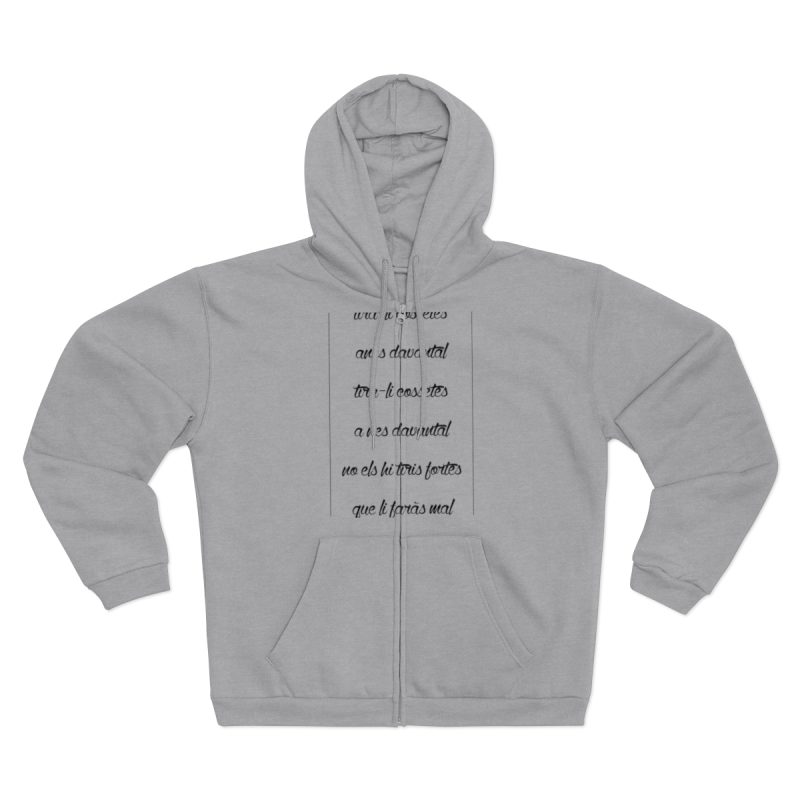 Sudadera capucha con cremallera premium - Gris jaspeado claro - Camiseta «tirali cossetes cançó»