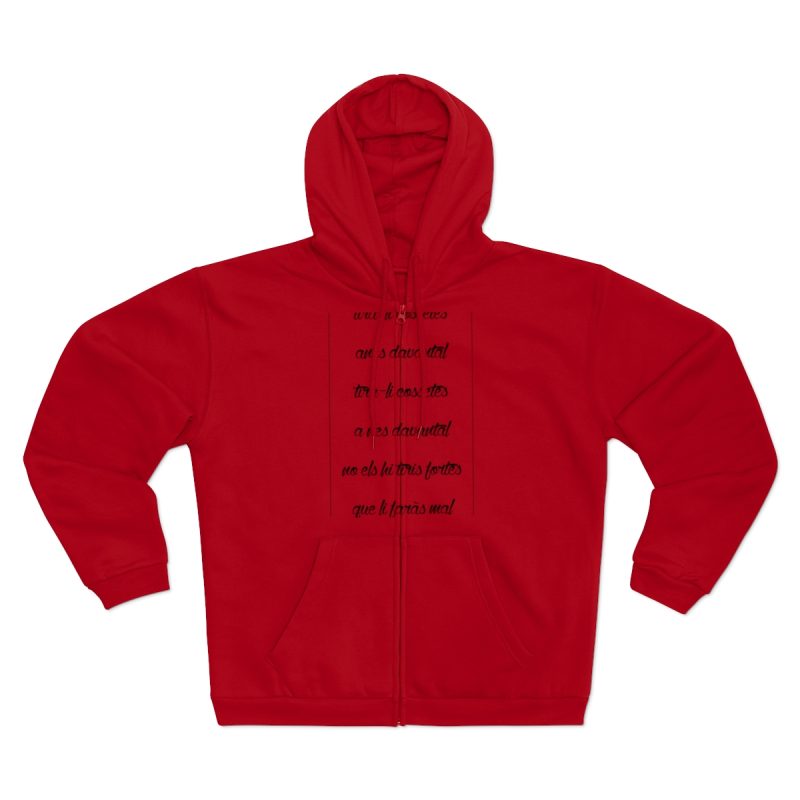 Sudadera capucha con cremallera premium - Rojo - Camiseta «tirali cossetes cançó»