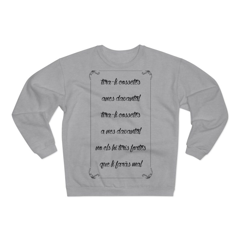 Sudadera cuello redondo premium - Gris jaspeado claro - Camiseta «tirali cossetes cançó»