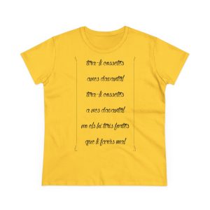 Camiseta mujer algodon medio - Amarillo margarita - Camiseta «tirali cossetes cançó»