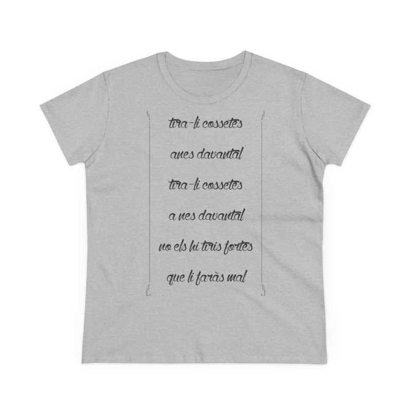 Camiseta mujer algodon medio - Gris deportivo - Camiseta «tirali cossetes cançó»