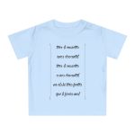 Camiseta de bebe - Azul empolvado - Camiseta «tirali cossetes cançó»