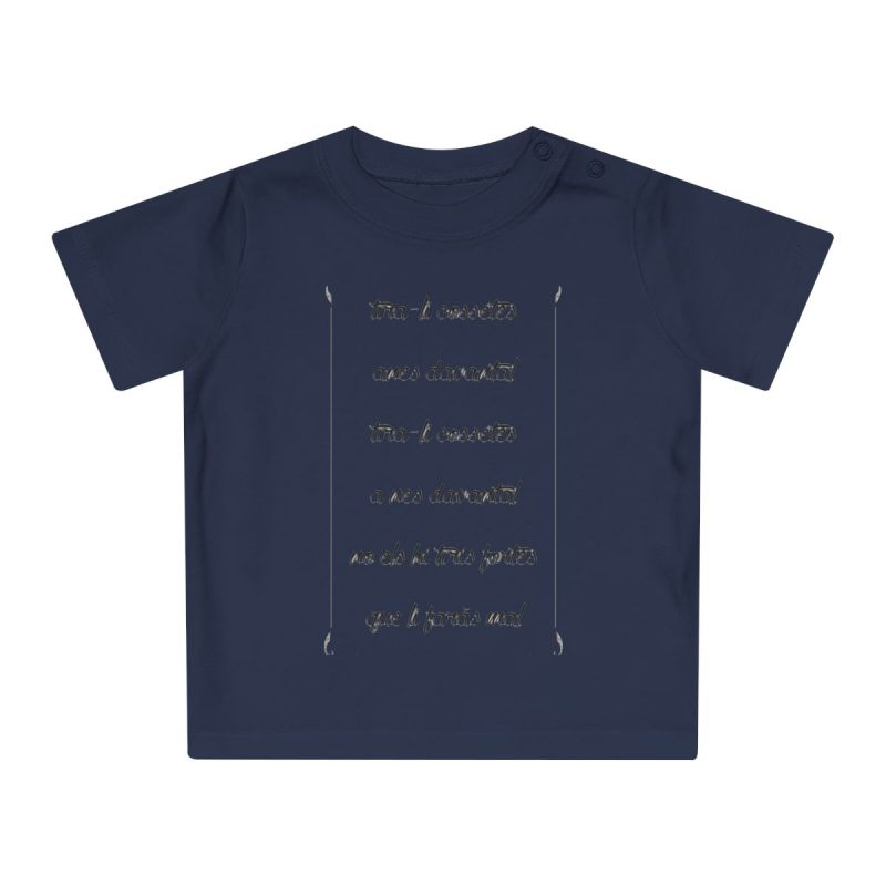 Camiseta de bebe - Azul marino nautico - Camiseta «tirali cossetes cançó»