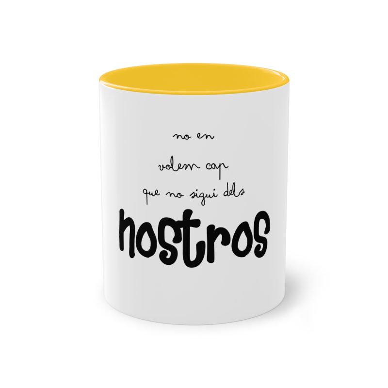 Taza bicolor - Amarillo dorado - Camiseta «No en volem cap que no sigui dels nostros»