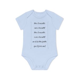 Body bebe manga corta organico - Azul empolvado - Camiseta «tirali cossetes cançó»