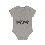 Body bebe manga corta organico - Gris jaspeado melange - Camiseta «No en volem cap que no sigui dels nostros»