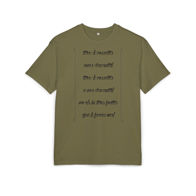 Camiseta oversize gruesa - Verde oliva - Camiseta «tirali cossetes cançó»