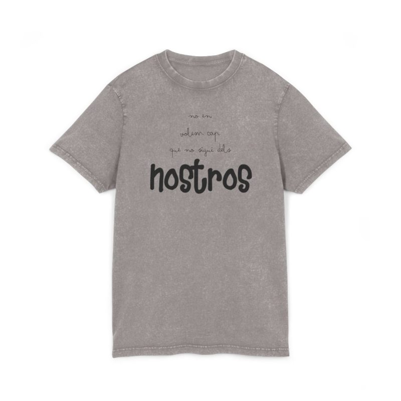 Camiseta lavado acido cuello redondo - Gris asfalto - Camiseta «No en volem cap que no sigui dels nostros»