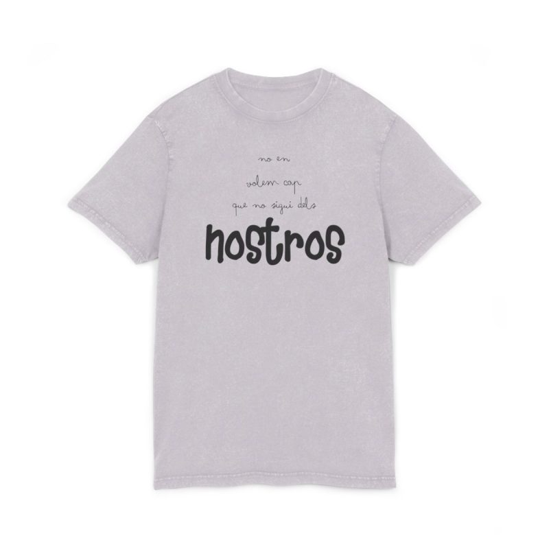 Camiseta lavado acido cuello redondo - Lila suave - Camiseta «No en volem cap que no sigui dels nostros»
