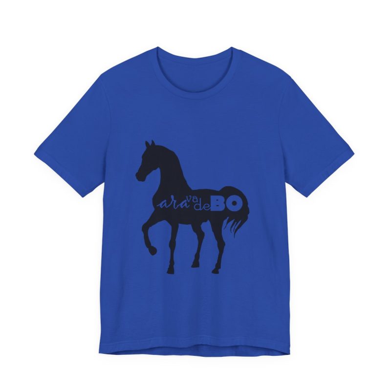 Camiseta jersey manga corta - Azul royal autentico - Camiseta unisex Cavall Alegre Sant Joan «Ara va de bo»