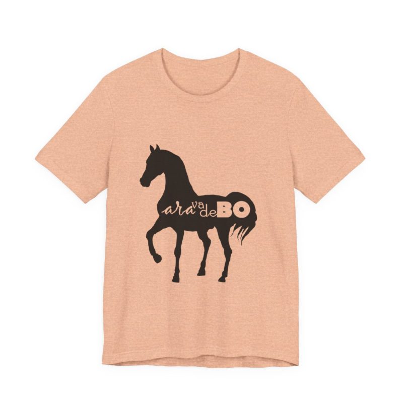 Camiseta jersey manga corta - Melocoton jaspeado - Camiseta unisex Cavall Alegre Sant Joan «Ara va de bo»