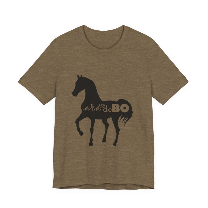 Camiseta jersey manga corta - Verde oliva jaspeado - Camiseta unisex Cavall Alegre Sant Joan «Ara va de bo»