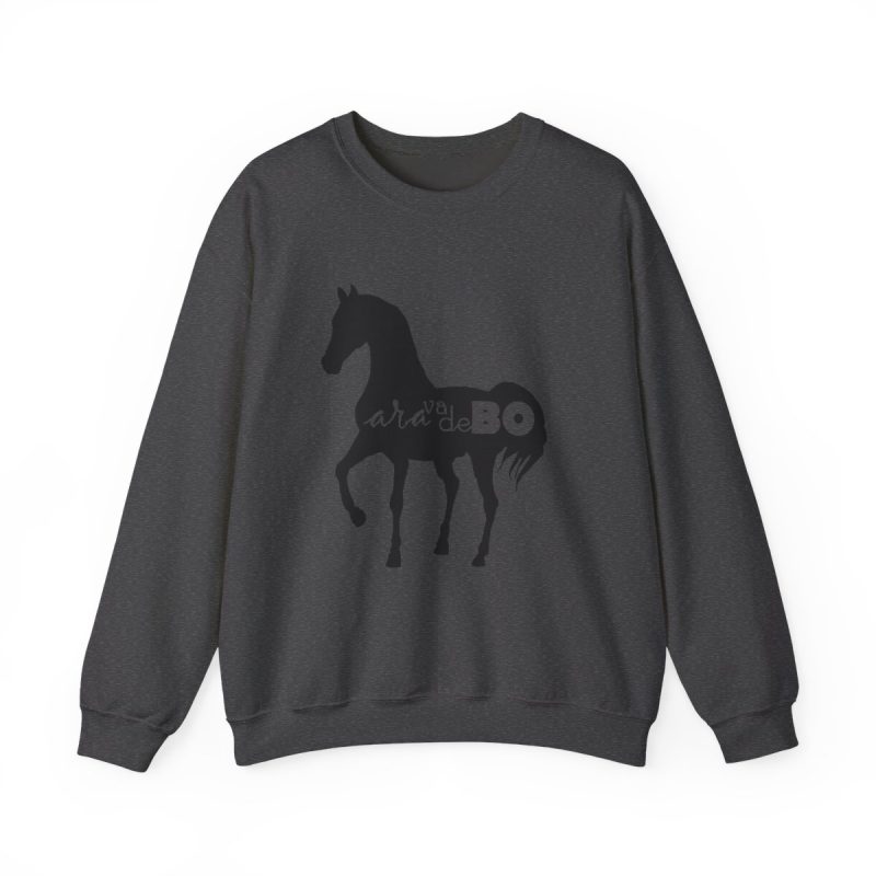 Sudadera cuello redondo - Gris oscuro jaspeado - Camiseta unisex Cavall Alegre Sant Joan «Ara va de bo»