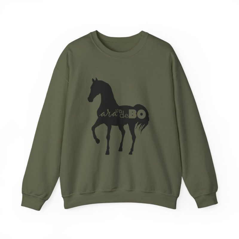 Sudadera cuello redondo - Verde militar - Camiseta unisex Cavall Alegre Sant Joan «Ara va de bo»