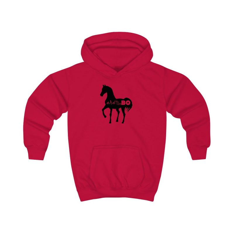 Sudadera con capucha infantil - Rojo fuego - Camiseta unisex Cavall Alegre Sant Joan «Ara va de bo»