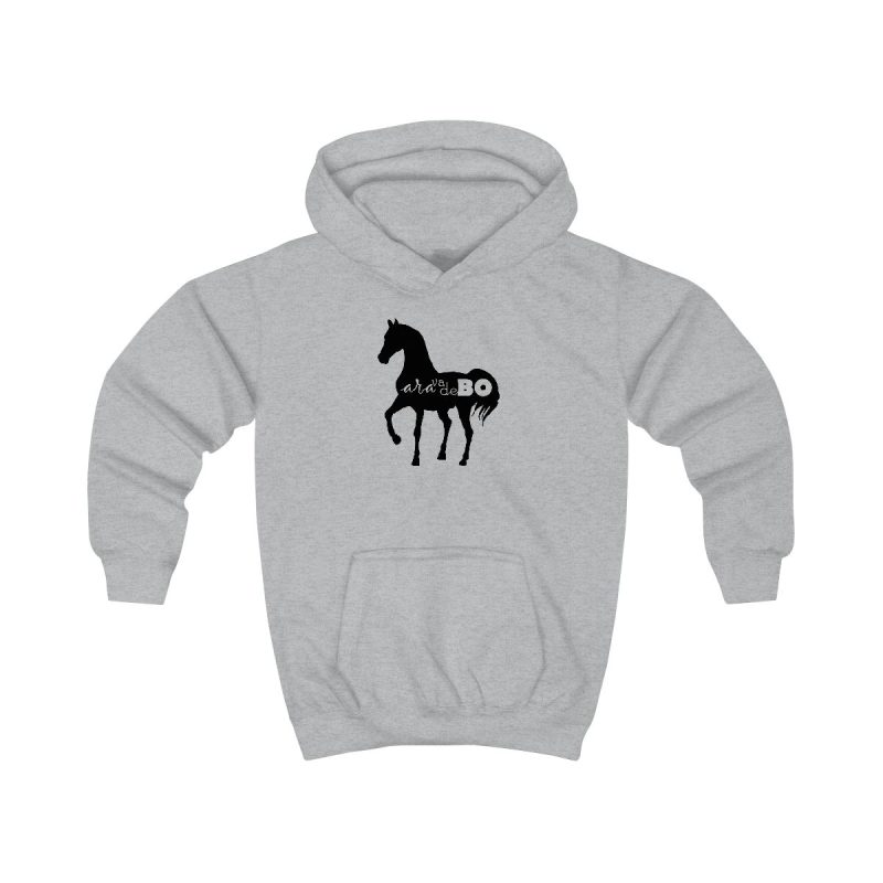Sudadera con capucha infantil - Gris jaspeado claro - Camiseta unisex Cavall Alegre Sant Joan «Ara va de bo»