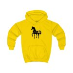 Sudadera con capucha infantil - Amarillo sol - Camiseta unisex Cavall Alegre Sant Joan «Ara va de bo»