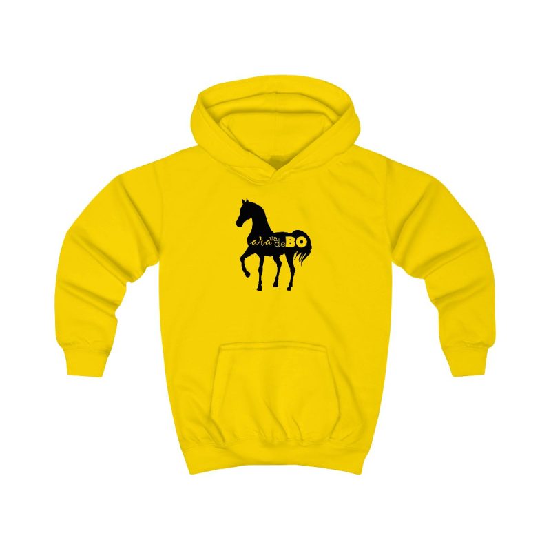 Sudadera con capucha infantil - Amarillo sol - Camiseta unisex Cavall Alegre Sant Joan «Ara va de bo»