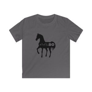 Camiseta infantil Softstyle - Gris marengo - Camiseta unisex Cavall Alegre Sant Joan «Ara va de bo»
