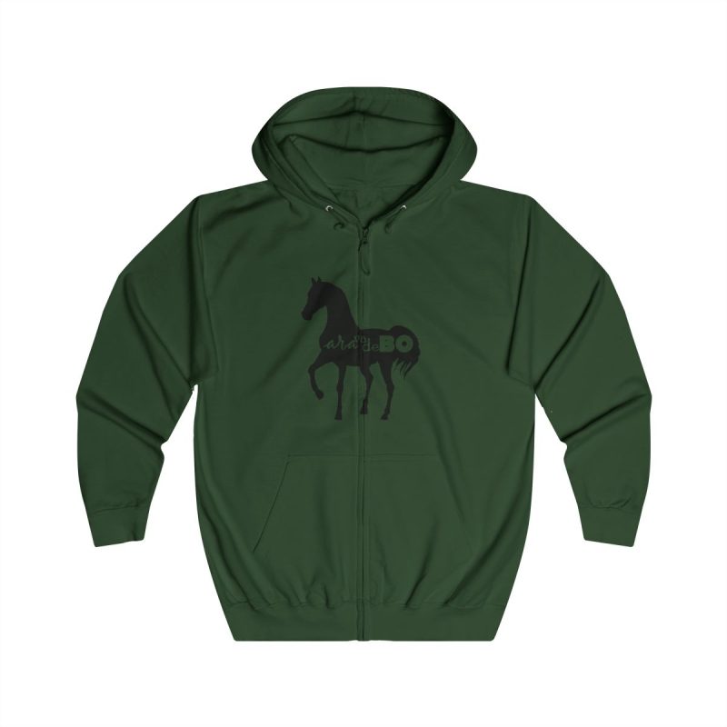 Sudadera con capucha y cremallera - Verde botella - Camiseta unisex Cavall Alegre Sant Joan «Ara va de bo»