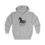 Sudadera con capucha y cremallera - Gris jaspeado claro - Camiseta unisex Cavall Alegre Sant Joan «Ara va de bo»