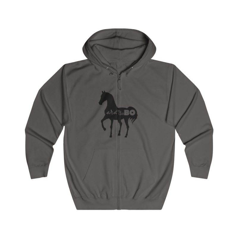 Sudadera con capucha y cremallera - Gris acero - Camiseta unisex Cavall Alegre Sant Joan «Ara va de bo»
