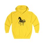 Sudadera con capucha y cremallera - Amarillo sol - Camiseta unisex Cavall Alegre Sant Joan «Ara va de bo»