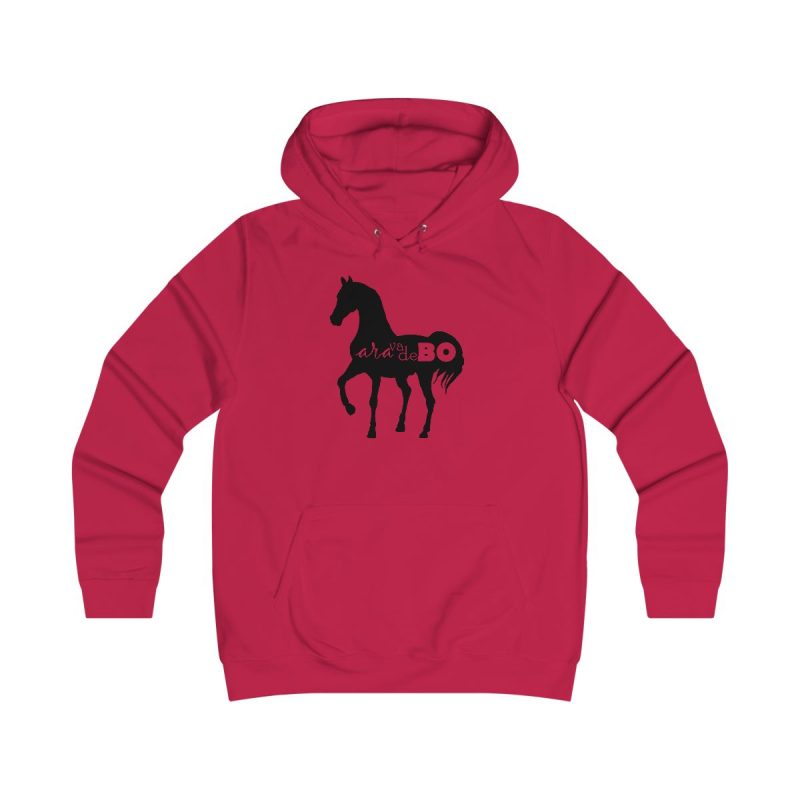 Sudadera universitaria mujer - Rojo fuego - Camiseta unisex Cavall Alegre Sant Joan «Ara va de bo»