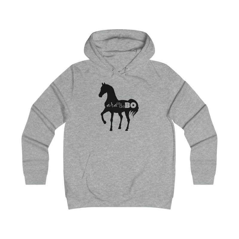 Sudadera universitaria mujer - Gris jaspeado claro - Camiseta unisex Cavall Alegre Sant Joan «Ara va de bo»