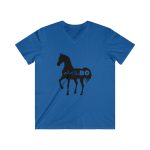 Camiseta hombre entallada cuello de pico - Azul royal - Camiseta unisex Cavall Alegre Sant Joan «Ara va de bo»