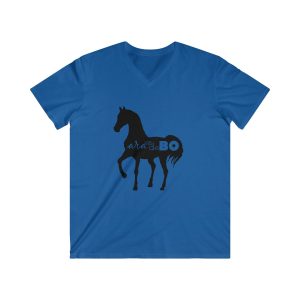 Camiseta hombre entallada cuello de pico - Azul royal - Camiseta unisex Cavall Alegre Sant Joan «Ara va de bo»