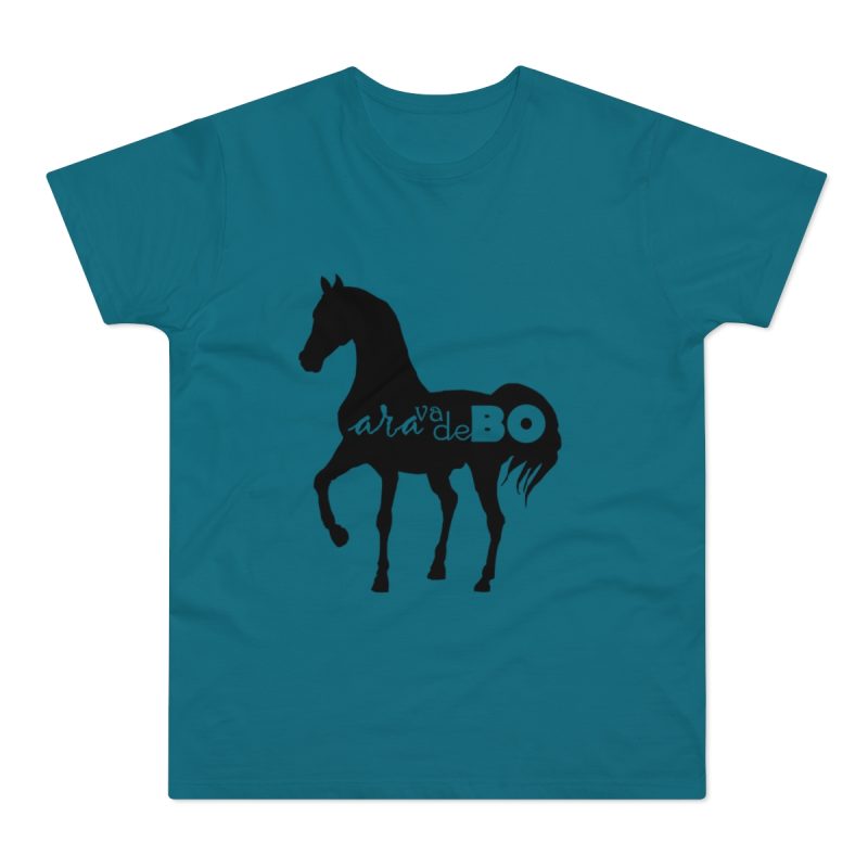 Camiseta hombre punto liso - Azul diva - Camiseta unisex Cavall Alegre Sant Joan «Ara va de bo»