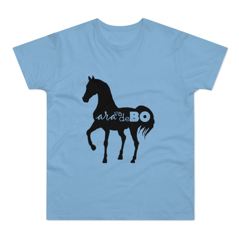 Camiseta hombre punto liso - Azul cielo - Camiseta unisex Cavall Alegre Sant Joan «Ara va de bo»