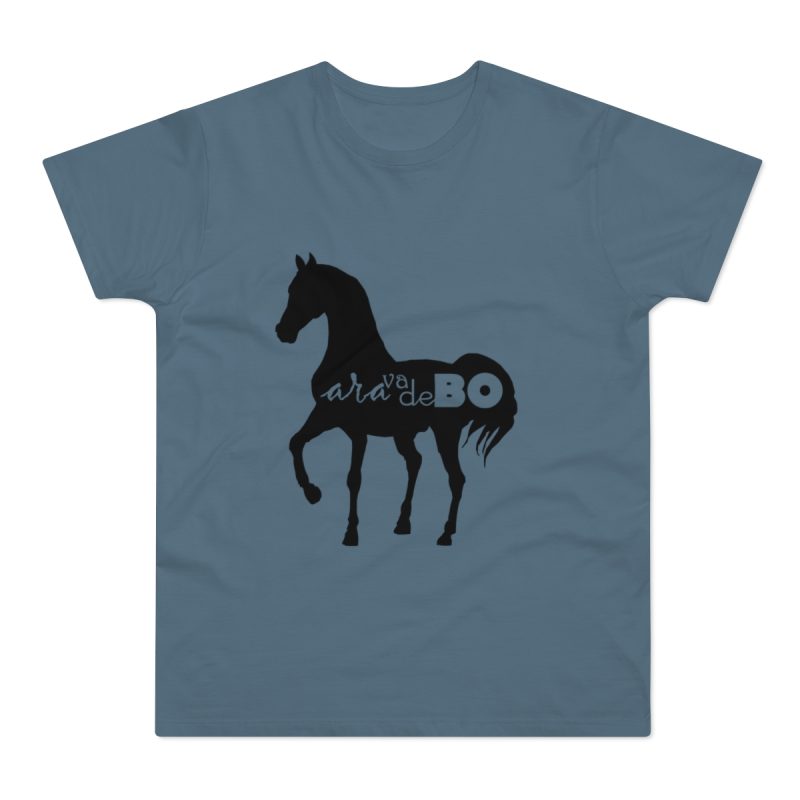 Camiseta hombre punto liso - Azul piedra - Camiseta unisex Cavall Alegre Sant Joan «Ara va de bo»