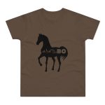 Camiseta hombre punto liso - Marron chocolate - Camiseta unisex Cavall Alegre Sant Joan «Ara va de bo»