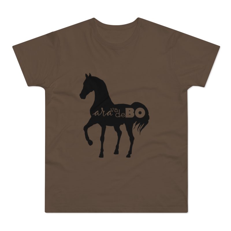 Camiseta hombre punto liso - Marron chocolate - Camiseta unisex Cavall Alegre Sant Joan «Ara va de bo»