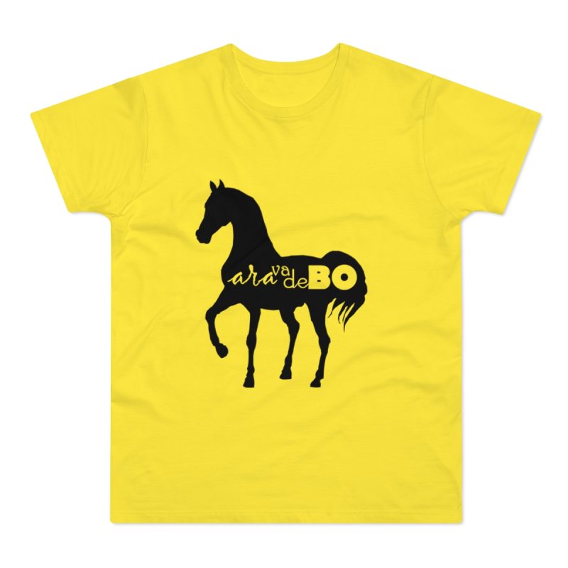 Camiseta hombre punto liso - Amarillo solar - Camiseta unisex Cavall Alegre Sant Joan «Ara va de bo»