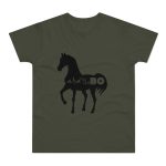Camiseta hombre punto liso - Caqui urbano - Camiseta unisex Cavall Alegre Sant Joan «Ara va de bo»
