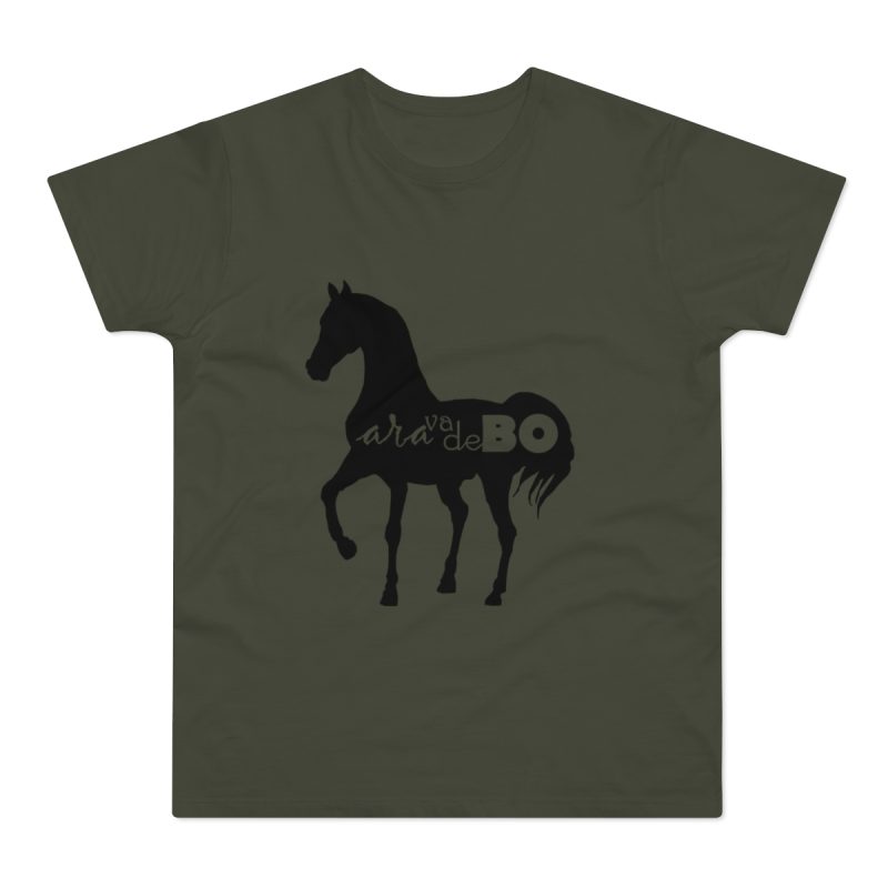 Camiseta hombre punto liso - Caqui urbano - Camiseta unisex Cavall Alegre Sant Joan «Ara va de bo»